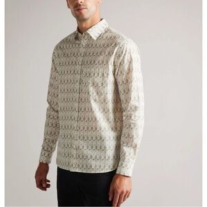 Ted Baker London Temple Tree Print Button Down Shirt Sz 6 / XXL
